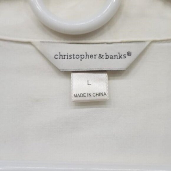 Christopher & Banks White Cotton Denim Jacket size Large - Picture 2 of 3